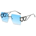 Lunettes de soleil sans monture avec verres dégradés bleu clair et détail cœur métal - Standard / Monture gris fusil avec verres bleus