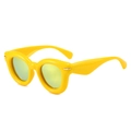 Inflatable style yellow oval sunglasses with gradient lenses and golden temple accents - Regular / Regular (Inc. 13% VAT) Yellow Frame Yellow Lenses
