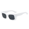 Lunettes de soleil carrées modernes à monture blanche épaisse et verres gris foncé - Standard / Standard (incluant facture TVA 13 %) monture blanche verres gris complet
