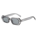Chic polygon sunglasses with translucent taupe frames and silver rivet accents - Regular / Standard (Incl. 13% VAT Invoice) Gray Frame Gray Lenses