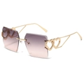 Lunettes de soleil carrées sans monture avec verres dégradés rose-violet et cœurs dorés - Standard / Régulier (TVA 13 % incluse) monture dorée avec verres gris rose