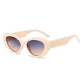 Cat-Eye-Sonnenbrille in Pfirsichfarben mit weißen Rändern und goldenen Sternen-Details - Cremefarbener Rahmen Blau Braunes Glas