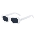 White vintage hexagonal sunglasses with thick frames and black lenses with metal rivets - Regular / Regular (Incl. 13% VAT) White Frame Grey Lenses