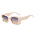Square beige frame sunglasses with gradient purple lenses and golden star accents - Pink Nude Frame Blue Yellow Gradient Lens
