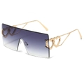 Oversized rimless sunglasses with purple gradient lenses and gold heart-detailed temples - Gold Frame Gradient Gray Lens
