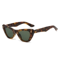 Occhiali da sole cat-eye retrò con montatura tartarugata, lenti verdi e rivetti dorati - Regolare / Montatura Leopardata Lenti Verde Scuro