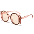 Lunettes de soleil rondes roses surdimensionnées avec monture géométrique en résine - Standard / Monture Champagne Verres Thé Clair
