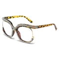 Montatura per occhiali leopardata con strass scintillanti e accenti dorati - Montatura Leopardata