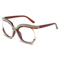 Montatura per occhiali cat-eye marrone con strass di lusso e lenti anti-luce blu - Montatura Marrone