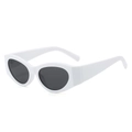 Retro cat-eye sunglasses with thick white frame and dark grey lenses for women - Regular / Standard (Incl. 13% VAT Invoice) White Frame Full Gray Lenses