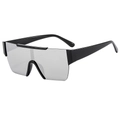 Futuristische randlose quadratische Sonnenbrille mit silber verspiegelten Gläsern und Rahmen - Schwarzer Rahmen Silberner Verspiegelter Gläser