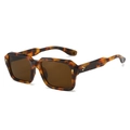 Classic tortoiseshell square sunglasses with gold arrow studs and tinted brown lenses - Leopard Frame Brown Lens