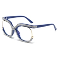 Montatura occhiali oversize blu navy con strass scintillanti e dettagli in oro - Montatura Blu