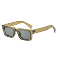 Retro square sunglasses in translucent olive green frame with dark grey lenses - Regular / Avocado Green Frame Light Grey Lens