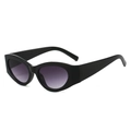 Occhiali da sole retrò cat-eye con montatura nera e lenti viola sfumate - Montatura Nera Doppia Lente Grigia