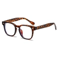 Classic tortoise shell round frames with silver arrow details and blue light lenses - Leopard Frame
