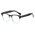 Retro clubmaster eyeglasses with black top frame and clear lower rims on white background - Black Gradient Transparent