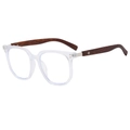 Square clear plastic frames with wood texture temples and anti-blue light lenses - Transparent Frame Clear Lens