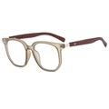 Retro oversized tea grey eyeglasses with red wood grain temples and silver rivet detail - Sand Olive Green Frame Clear Lens