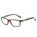 Occhiali da lettura rettangolari tartarugati con stanghette in silicone grigio e filtro anti-luce blu - Montatura Leopardata / 0 Gradi Senza Gradazione