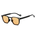 Retro square sunglasses with black plastic frame and orange transparent lenses - Black Frame Light Tea Lens