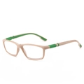 Sporty anti-blue light reading glasses with beige frame and green temple tips - Pink