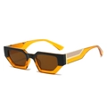 Vintage retro sunglasses with amber tortoiseshell frame and dark brown lenses - Regular / Standard Black and Yellow Frame with Brown Lenses