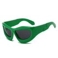 Occhiali da sole futuristici Y2K con montatura a bolla verde e lenti grigio scuro moda - Montatura Verde Lenti Grigie
