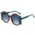 Fashionable dark green geometric sunglasses with orange circular accents and gradient lenses - Regular / Green Frame Gradient Green Lens