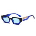 Modern rectangular sunglasses with blue lenses and dual-tone black and blue frames - Black Blue Frame Blue Lens
