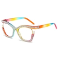 Occhiali cat-eye sfumati arcobaleno con strass di lusso e decorazioni in perle - Cornice Arcobaleno