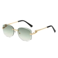 Lunettes de soleil sans monture avec verres dégradés verts et décor léopard doré chic - Cadre Doré Vert Dégradé