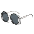 Lunettes de soleil rondes avec verres noirs et monture grise transparente multicouche - Standard / Monture Grise Lentille Grise