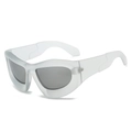 Lunettes de soleil Y2K bulle avec monture blanc givré translucide et verres gris foncé - Standard / Régulier (incl. 13 % TVA) Monture transparente mate verres gris