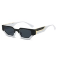 Vintage rectangle sunglasses with black and white color block frame and gold accents - Regular / Regular (Incl. 13% VAT) Black and White Frame Black Lenses