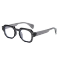 Retro thick black square frames for anti-blue light glasses with geometric design - Transparent Grey