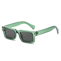 Retro square sunglasses featuring transparent green frames and dark grey tinted lenses - Regular / Olive Green Frame Grey Lens