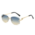 Lunettes de soleil sans monture avec verres dégradés bleu-jaune et détail panthère dorée - Monture Or Verres Vert Jaune