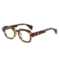 Retro tortoise shell anti-blue light glasses with thick geometric square frames - Leopard Print