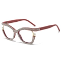 Cat eye glasses with red frame featuring sparkling silver rhinestones and white pearls - Standard (Incl. 13% VAT) Dark Red Frame Clear Lenses / White Film (blue Light Protection)