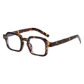 Occhiali quadrati classici a montatura tartarugata con eleganti rivetti in metallo - Stampa leopardata