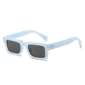 Retro square sunglasses in translucent ice blue frame with dark gray lenses and metal accents - Regular / Blue Frame Grey Lens