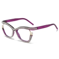 Purple blue light glasses with gold frames, luxury rhinestones and pearl details - Standard - Purple Frame with White Lenses / White Film (blue Light Protection)