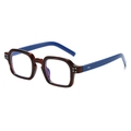 Montatura occhiali quadrata tartarugata con stanghette blu e rivetti in argento - Montatura Leopardo Stanghette Blu