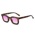 Retro quadratische Oversized-Sonnenbrille in Schildpattoptik mit lila Farbverlauf - Leopard Rahmen Lila Verlaufsgläser