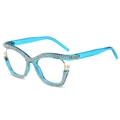 Sky blue cat-eye glasses frame with luxury rhinestones and pearl accents - Regular (Inc. 13% VAT) Blue Frame White Lenses / White Film (blue Light Protection)