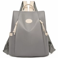 Zaino in oxford grigio impermeabile da donna con dettagli in pelle bianca e tasche antifurto - Taglia unica / Grigio chiaro