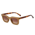 Quadratische Sonnenbrille mit braunem Farbverlauf und Bügeln in Schildpatt-Optik - Gelee-Tee-Rahmen Teegläser (Schildpatt-Bügel)