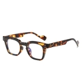 Classic tortoise shell square glasses frame with clear anti-blue light lenses - Leopard Frame Leopard Legs