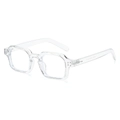 Classic square transparent eyewear frame with retro rivet details and clear full rims - Clear